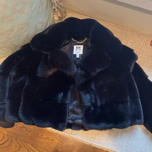 Girls mini Milly Luxurious Black faux Fur Jacket